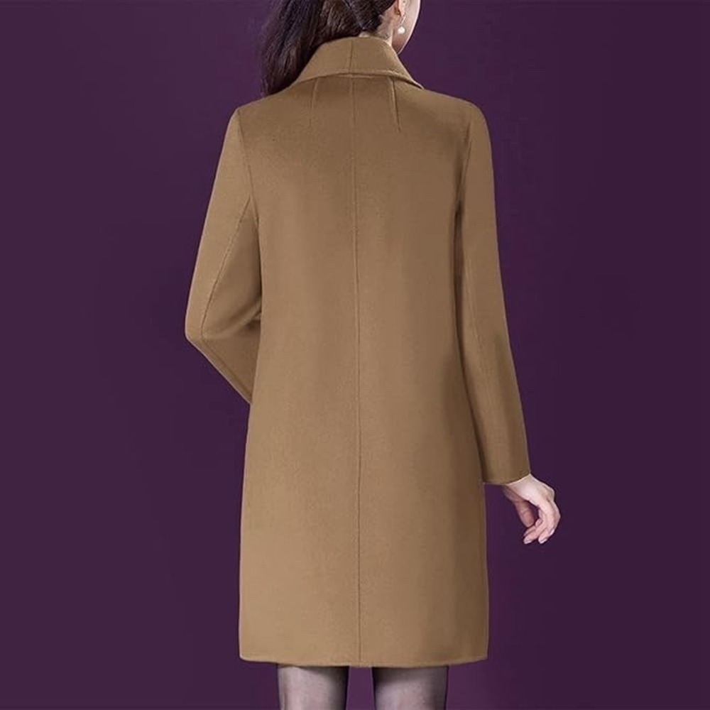 NWOT Women's Aprsfn Single‎ Button Notched Lapel Mid-Weight Peacoat Camel Tan XS - Picture 2 of 9
